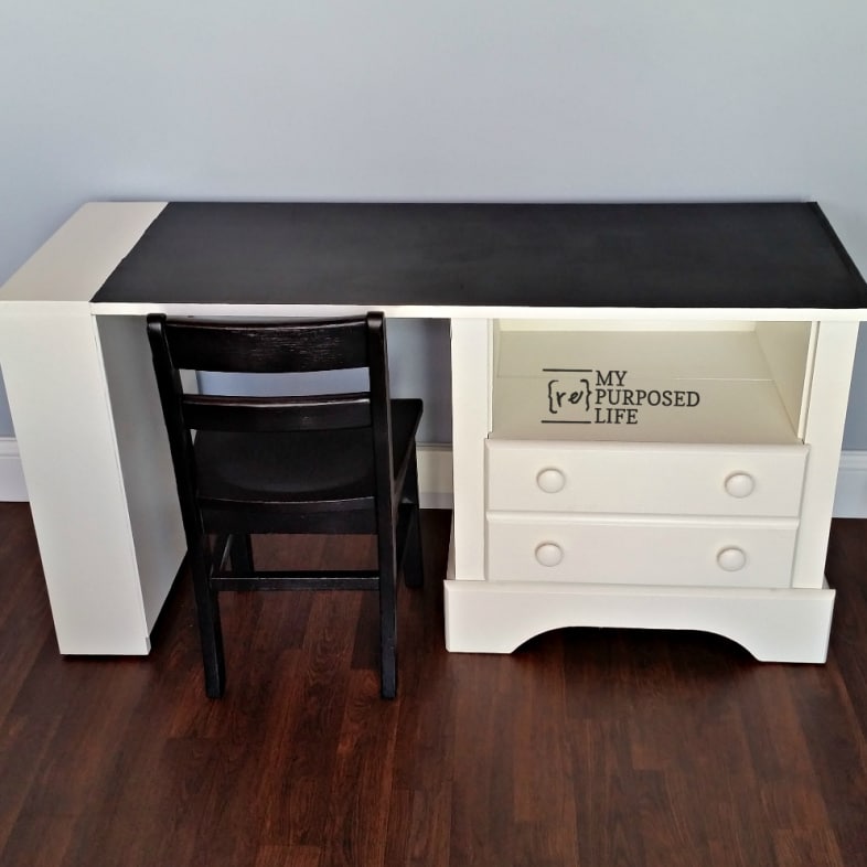 repurposed nightstand kids chalkboard desk MyRepurposedLife