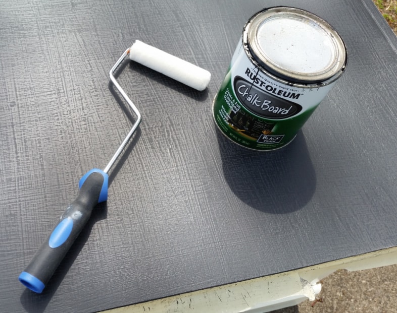 small roller with a can of chalkboard paint