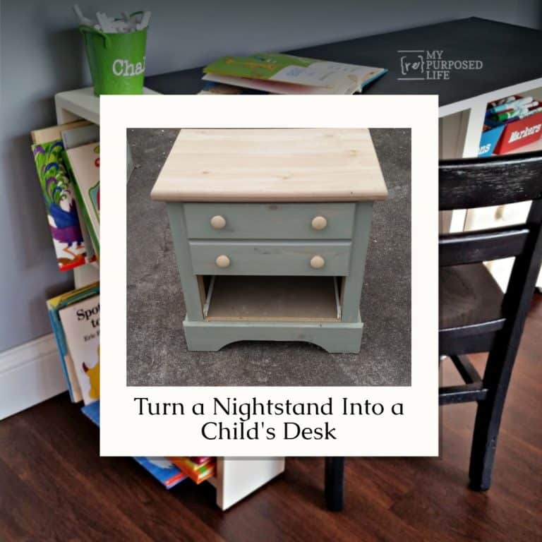 Kid’s Chalkboard Desk using Repurposed Nightstand