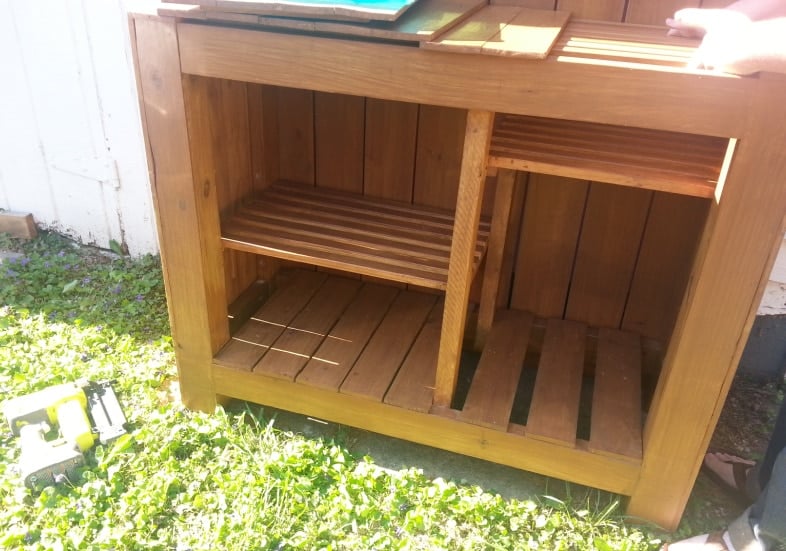 shell of potting table bench with sides attached