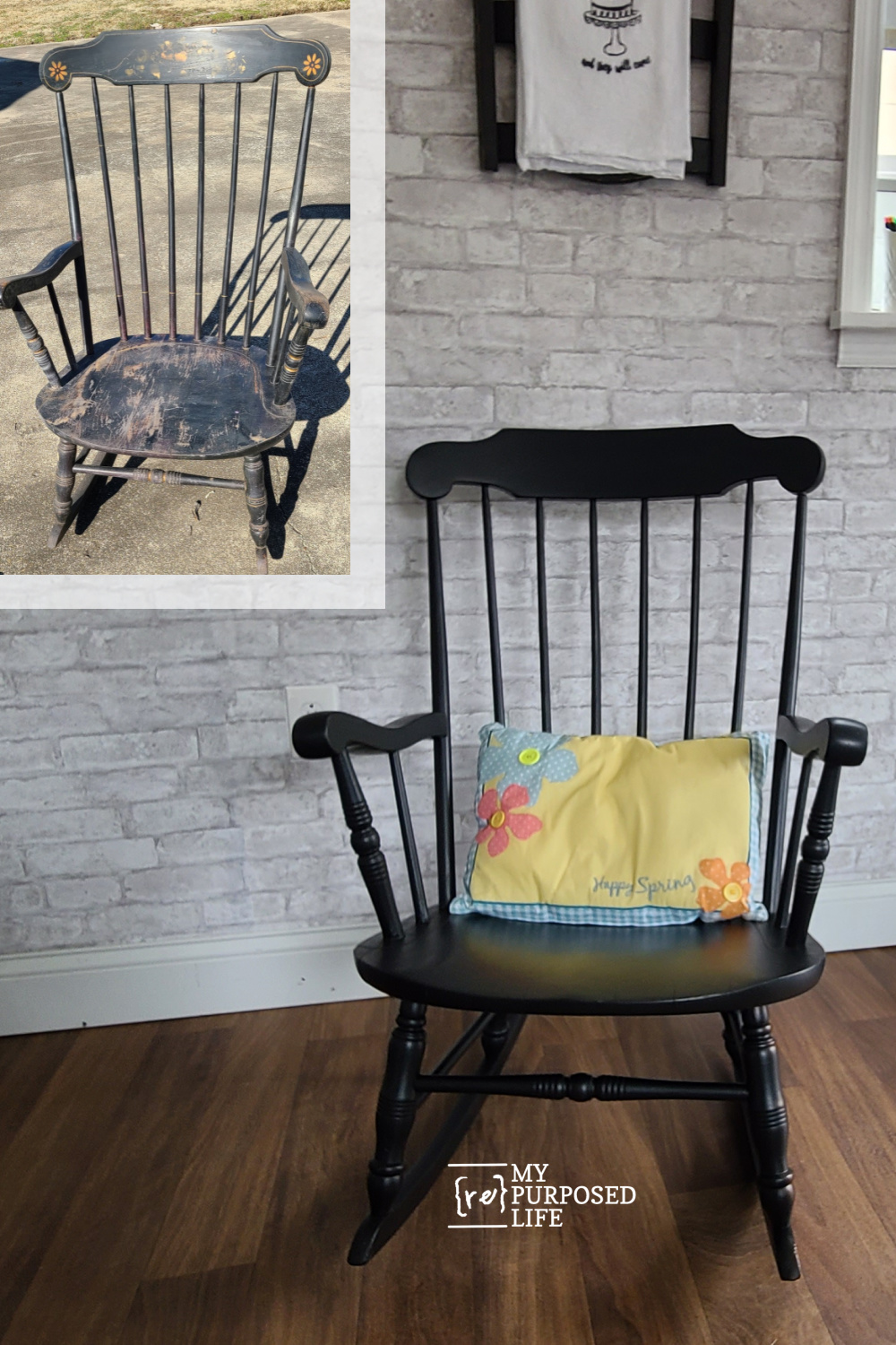 Wooden Rocking Chair Makeover - My Repurposed Life® Rescue Re-imagine