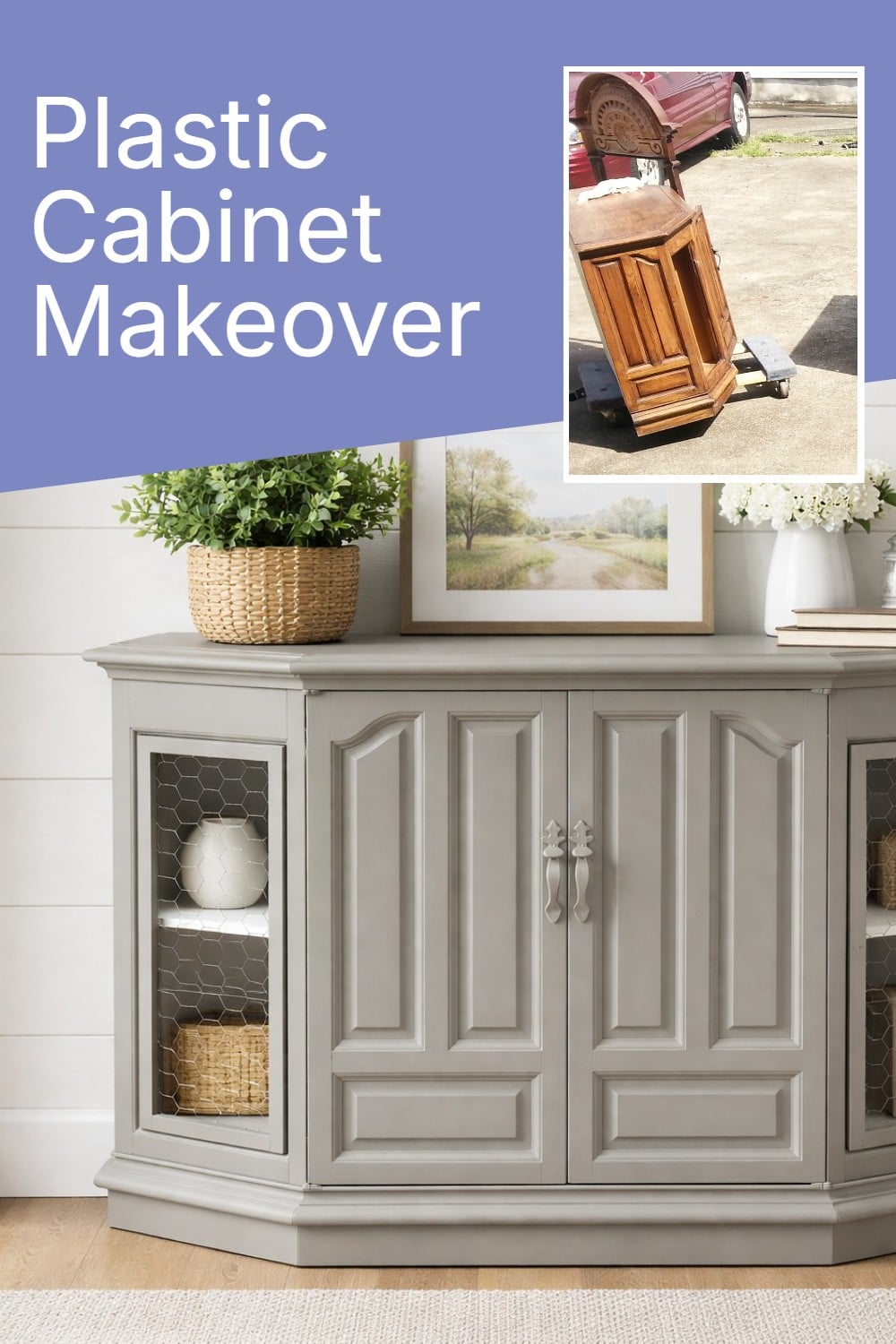 plastic console cabinet makeover