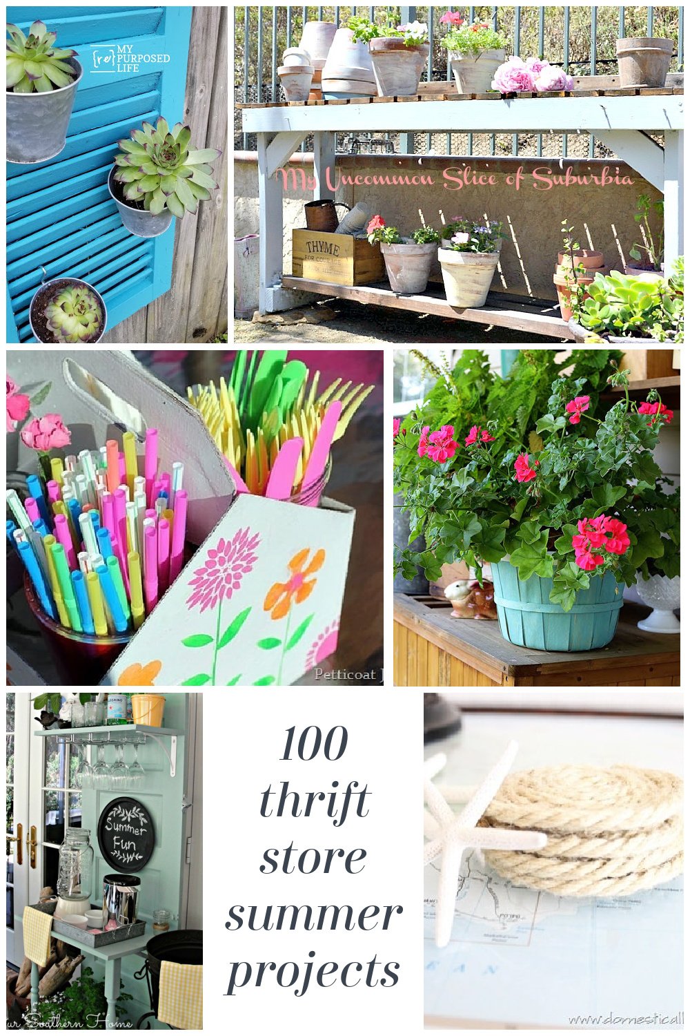 Over 100 thrift store Summer projects to inspire you to get outdoors and do it yourself. Upcycle, repurpose, & simple makeovers. So many ideas, so little time! #MyRepurposedLife #summer #diy #projects #thriftstore via @repurposedlife