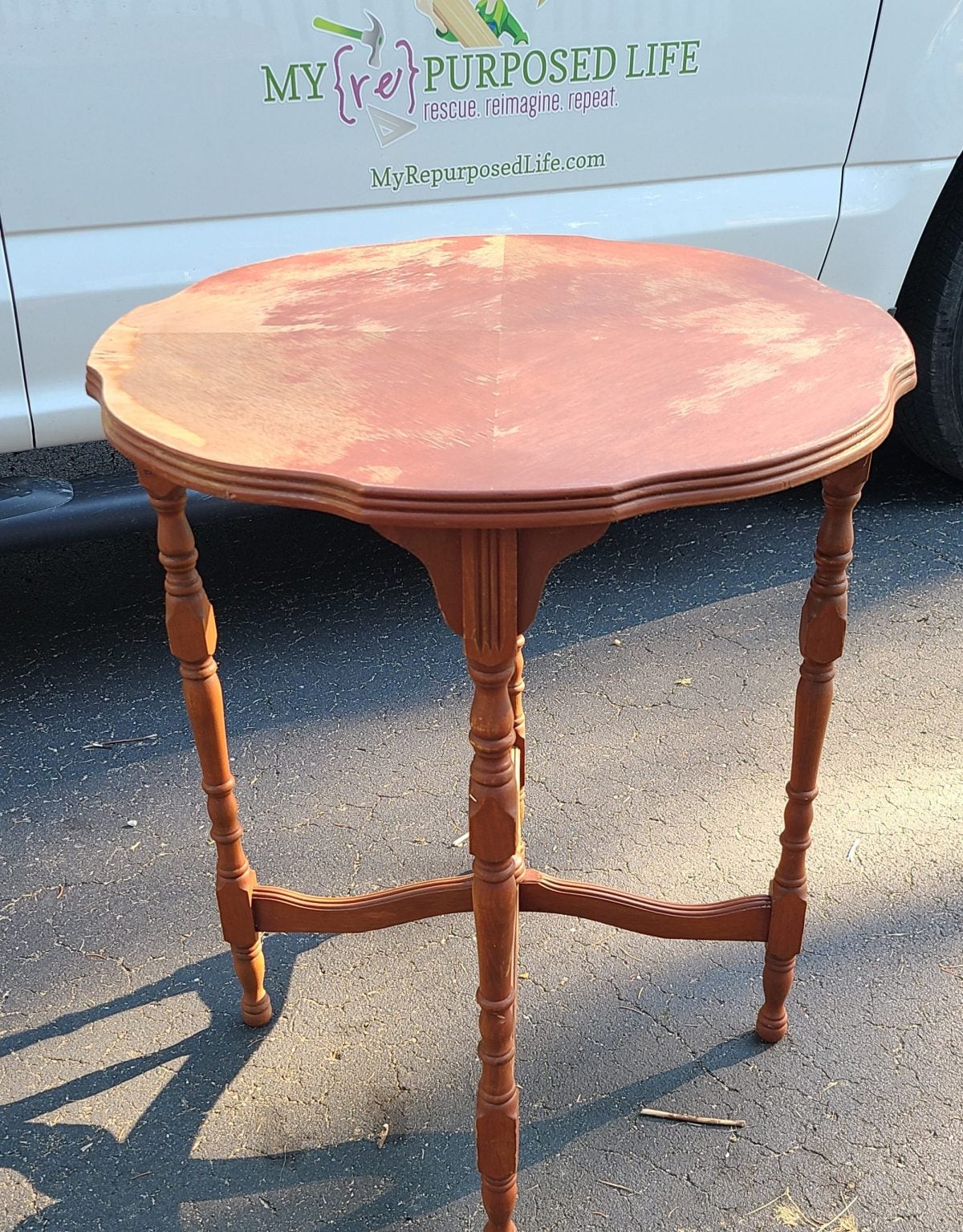 sanded vintage table ready for paint