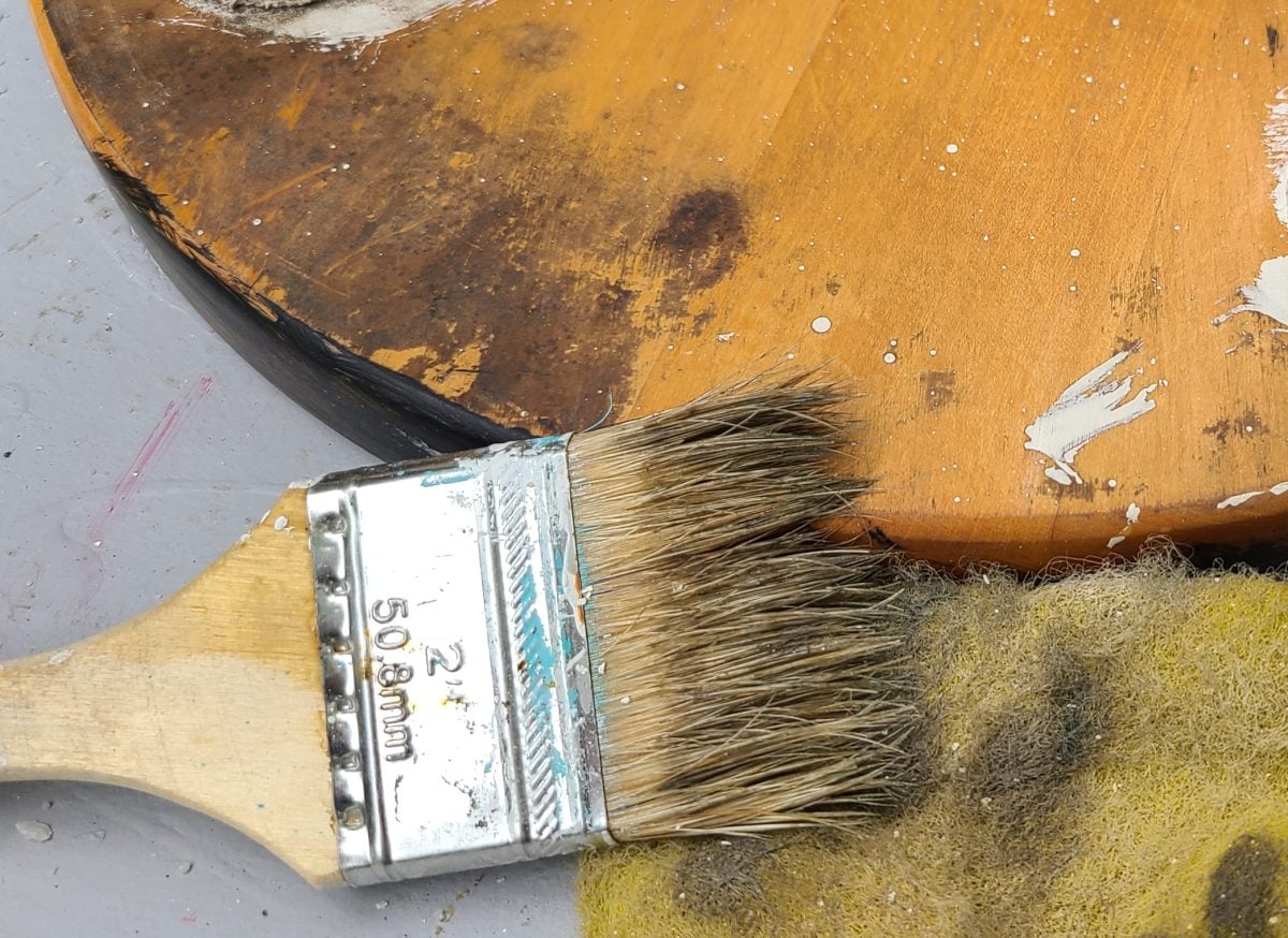 cleaning grimy bar stool