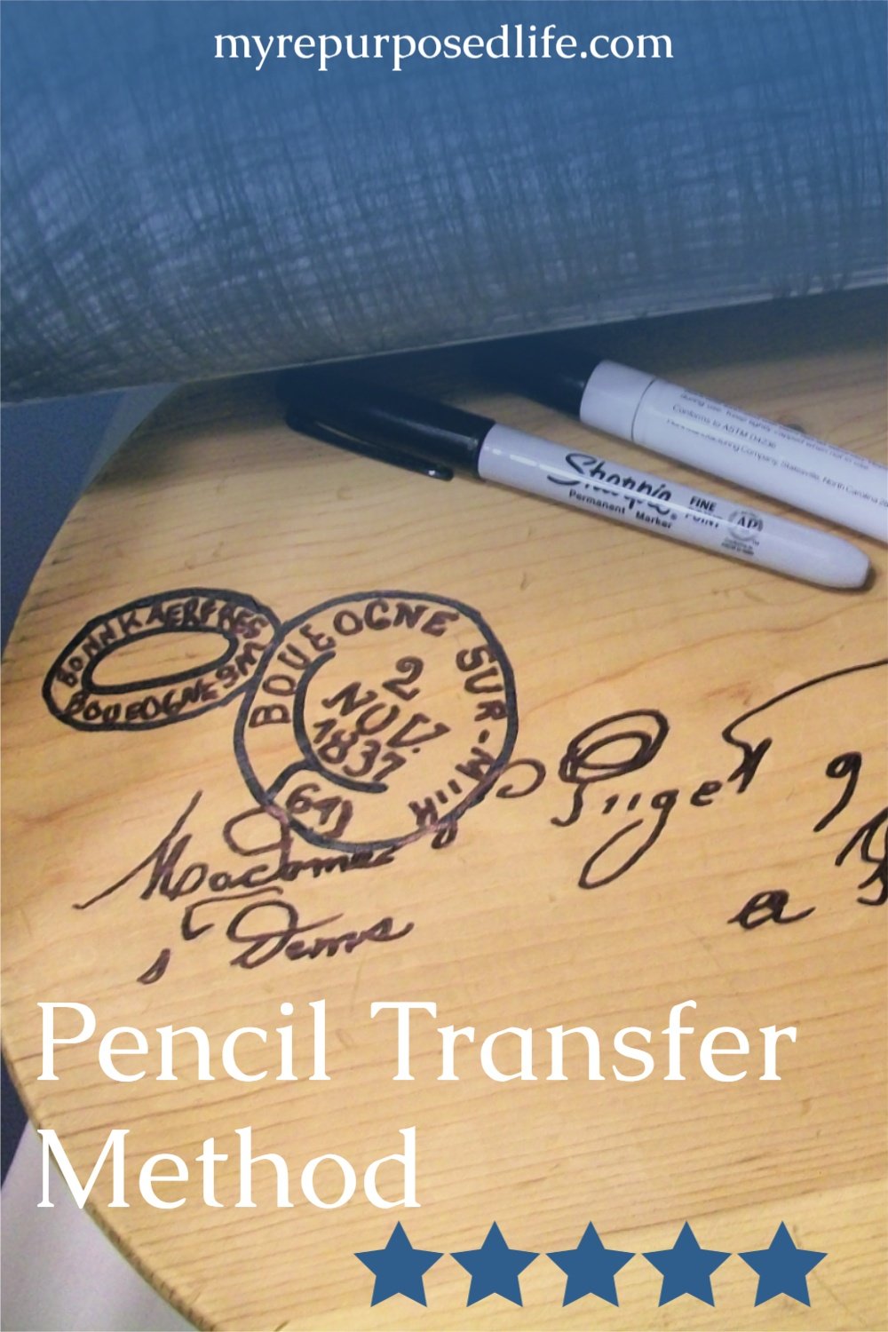 How to do a pencil transfer, turning a plain stool or piece of furniture into something special. Easy DIY directions that anyone can do. #MyRepurposedLife #upcycle #imagetransfer #penciltransfermethod #smallstool #makeover via @repurposedlife
