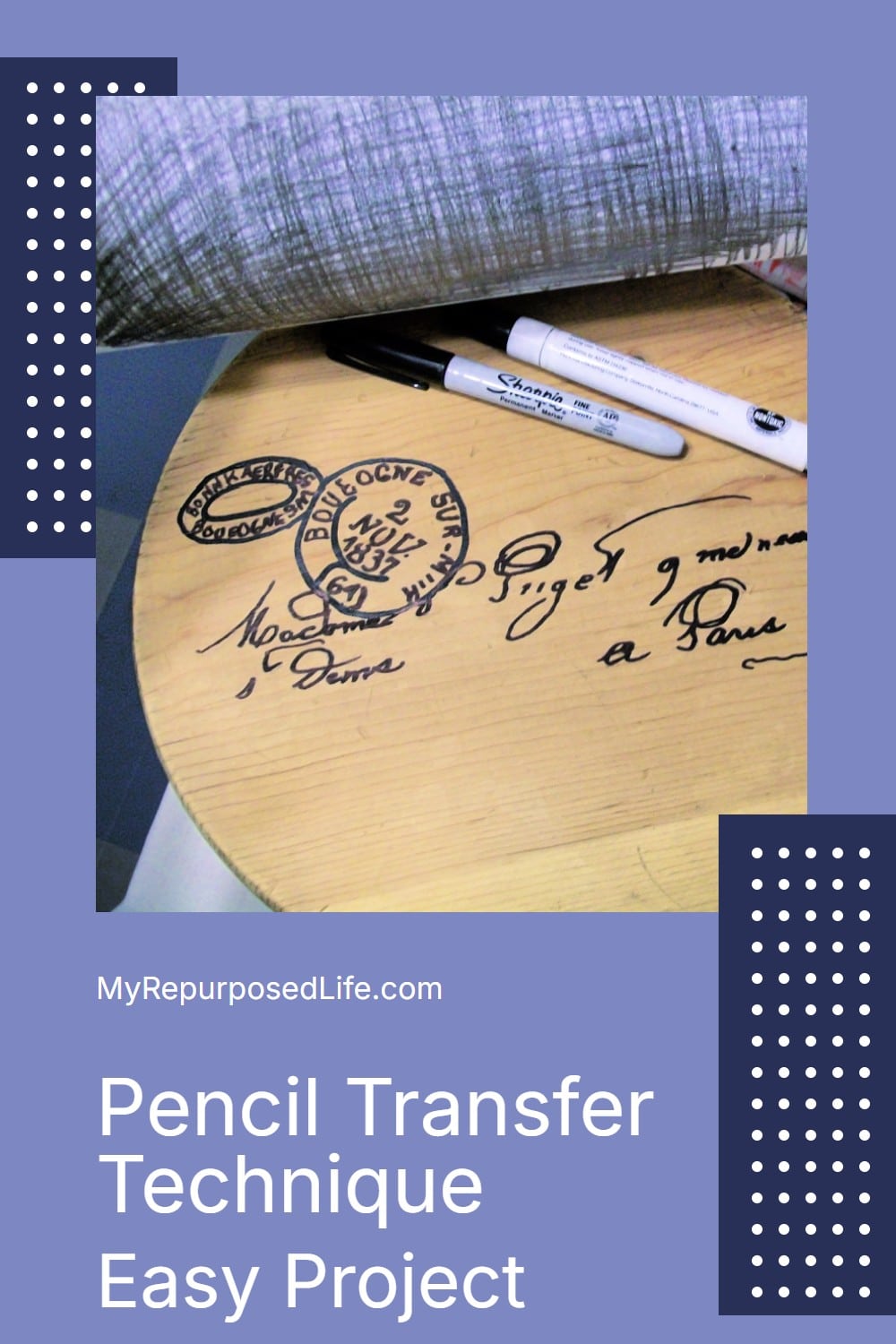How to do a pencil transfer, turning a plain stool or piece of furniture into something special. Easy DIY directions that anyone can do. #MyRepurposedLife #upcycle #imagetransfer #penciltransfermethod #smallstool #makeover via @repurposedlife