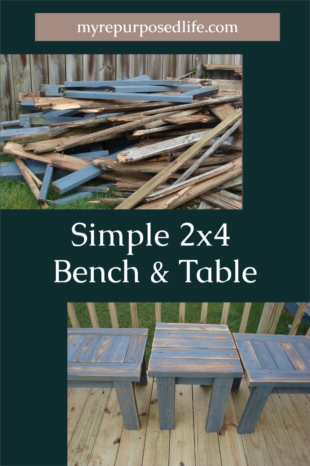 simple bench made from 2x4’s - My Repurposed Life®