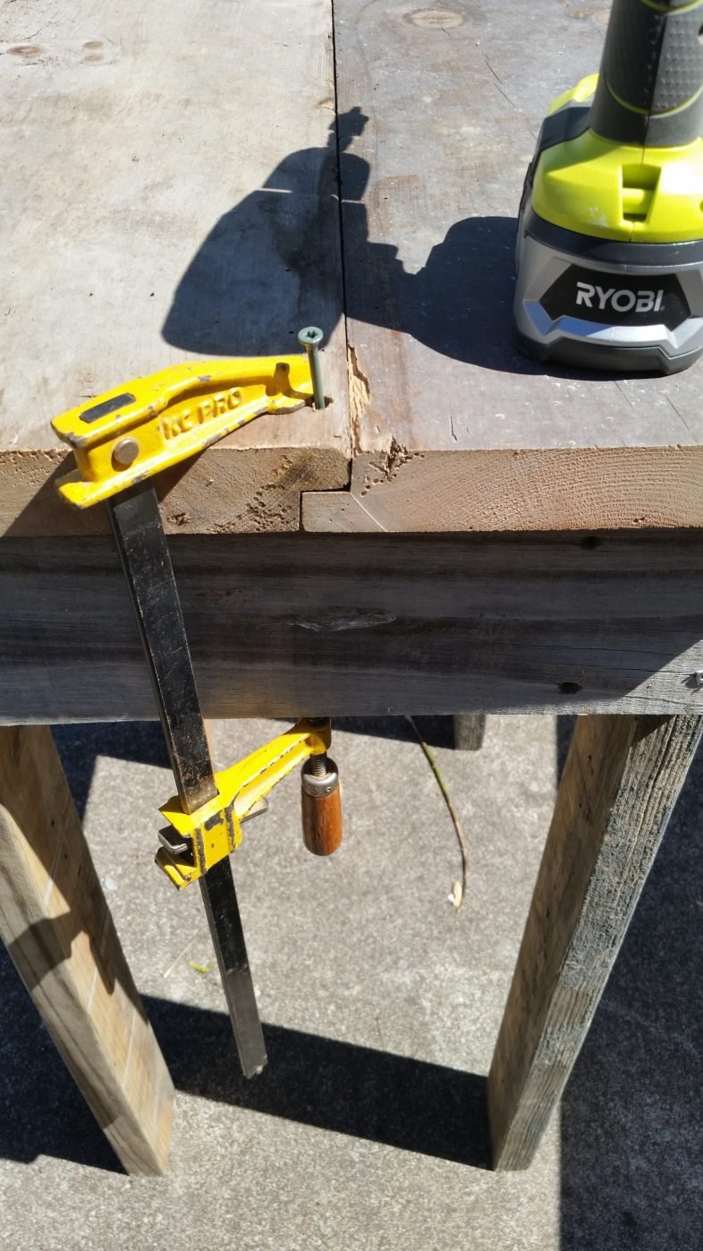 clamp holding rabet edge together