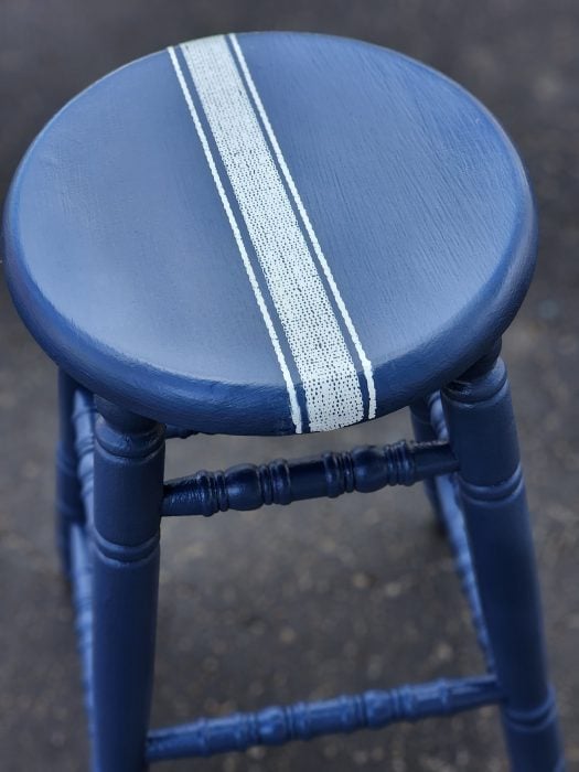 blue farmhouse stool grain sack design