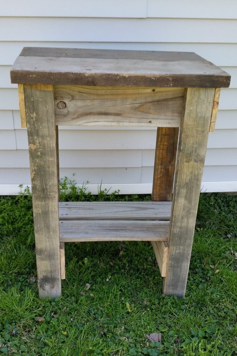 unpainted rustic garden table