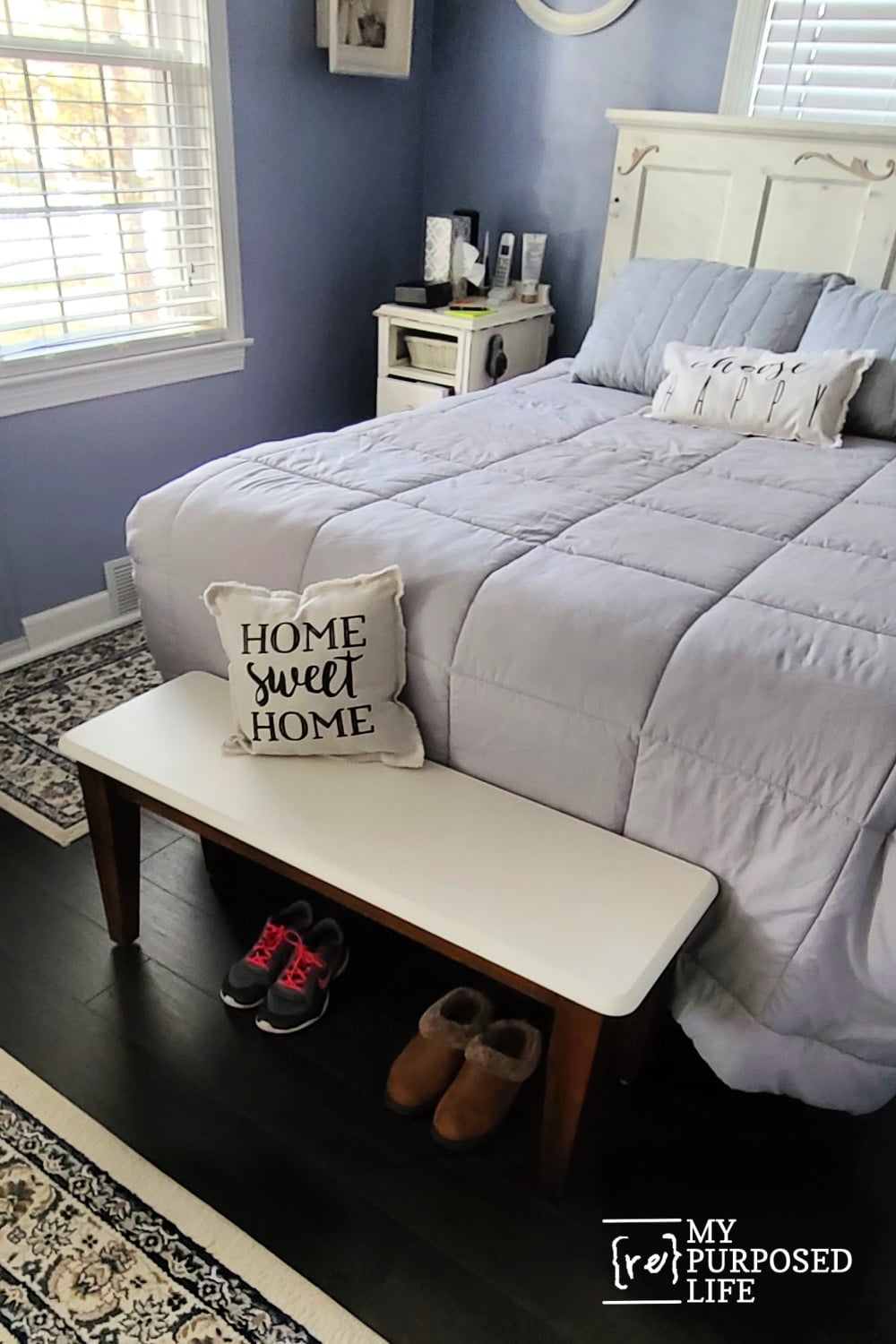 end of bed wooden bench MyRepurposedLife