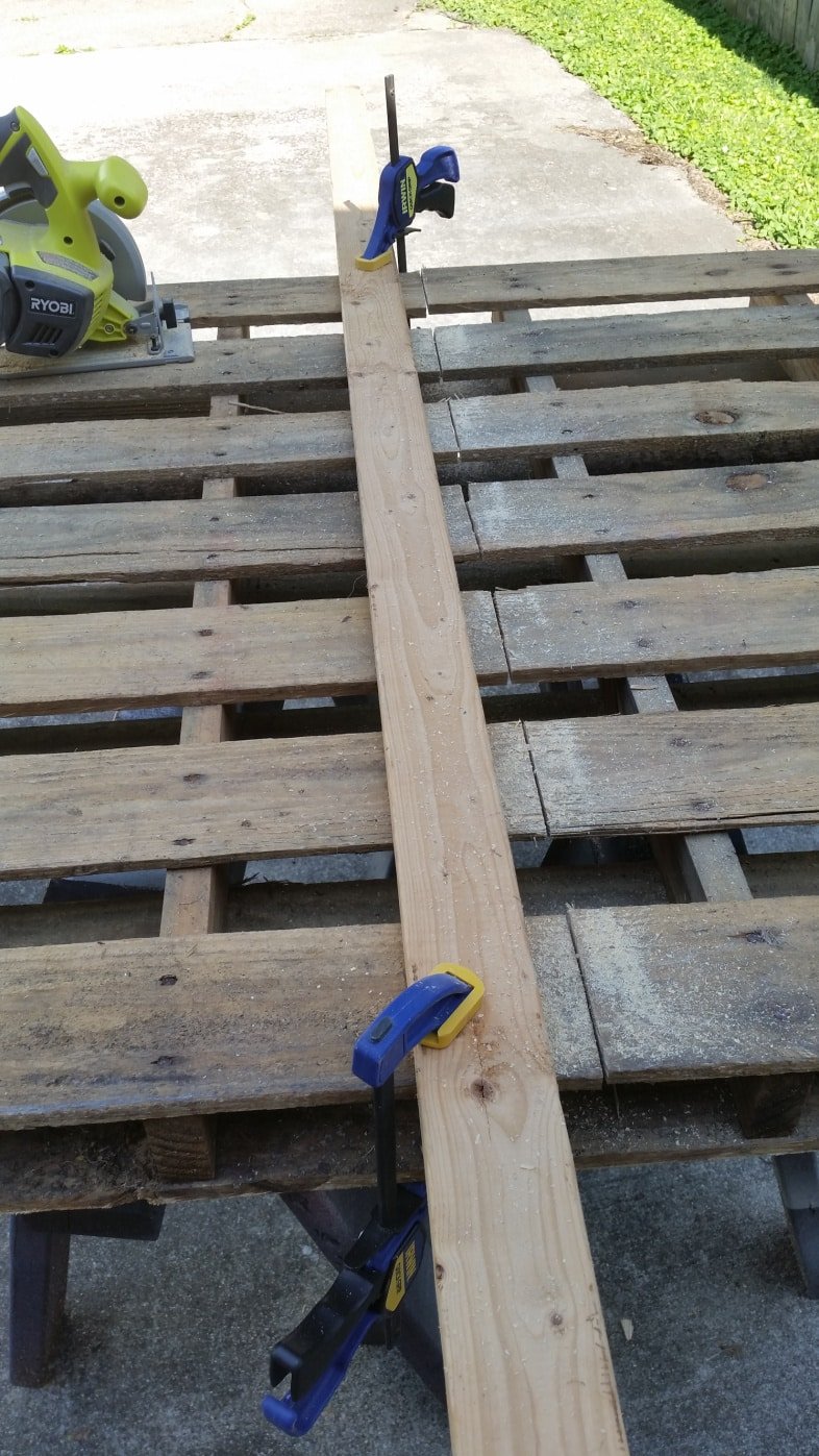 one side of pallet cut in half