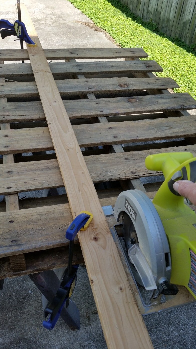 a long board used as a straight edge when using a circular saw
