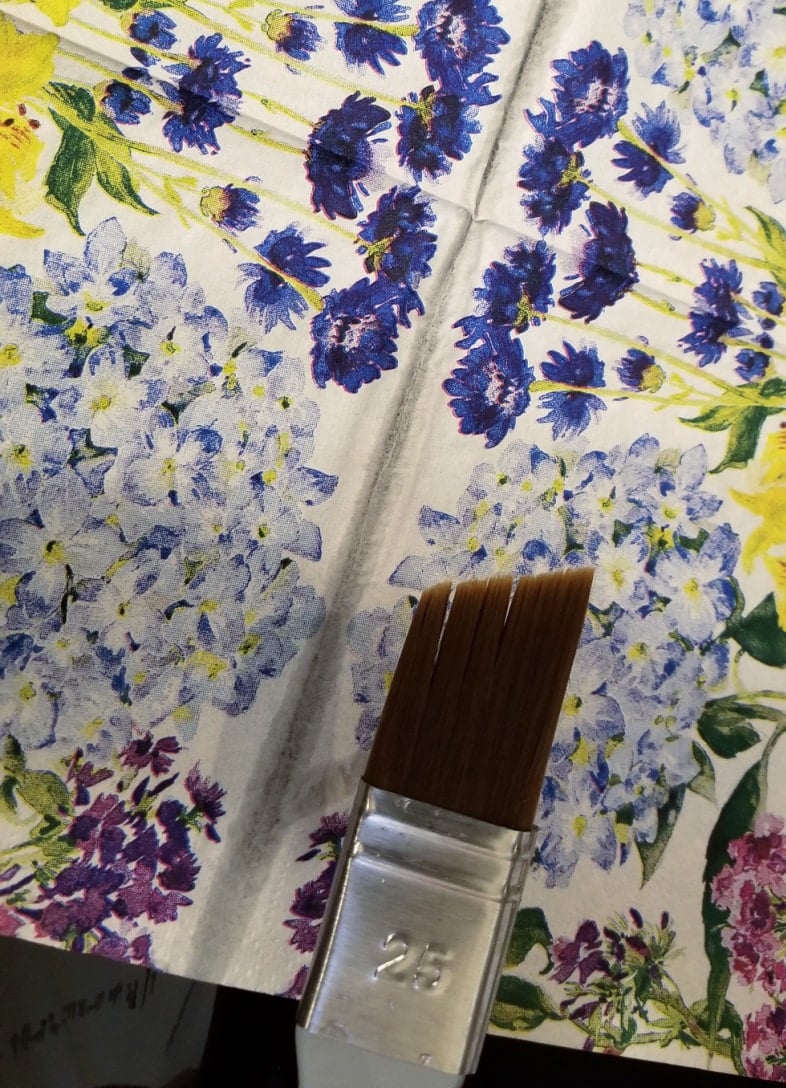 hydrangea napkins wetted with a small paint brush