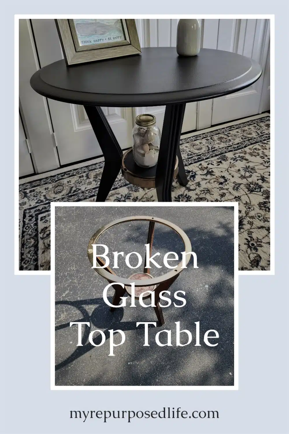 A table found on the roadside, gets a new lease on life with an old tabletop long forgotten. When you "marry" two pieces of furniture it just has to be a win/win, right? #MyRepurposedLife #repurpose #upcycle #table #roadkillrescue #retro via @repurposedlife