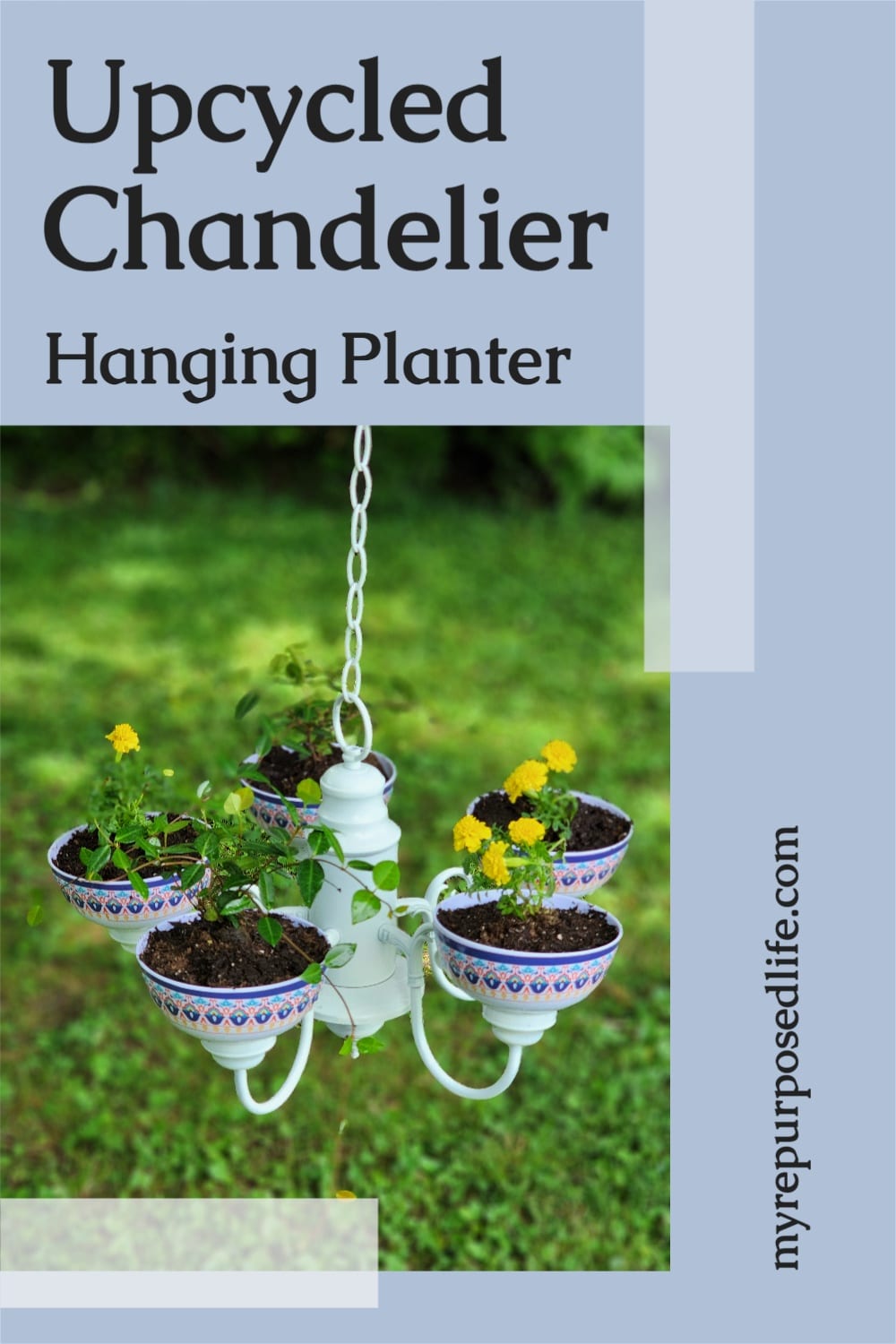 How to change up a thrift store find into a DIY planter chandelier. Lots of ideas here, plus other chandy projects. Bonus! More thrift store projects included. #MyRepurposedLife #upcycle #chandelier #planter via @repurposedlife