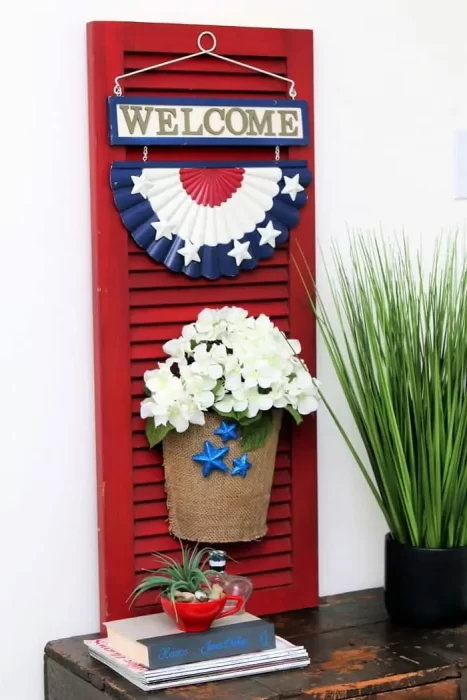 red white and blue shutter decor