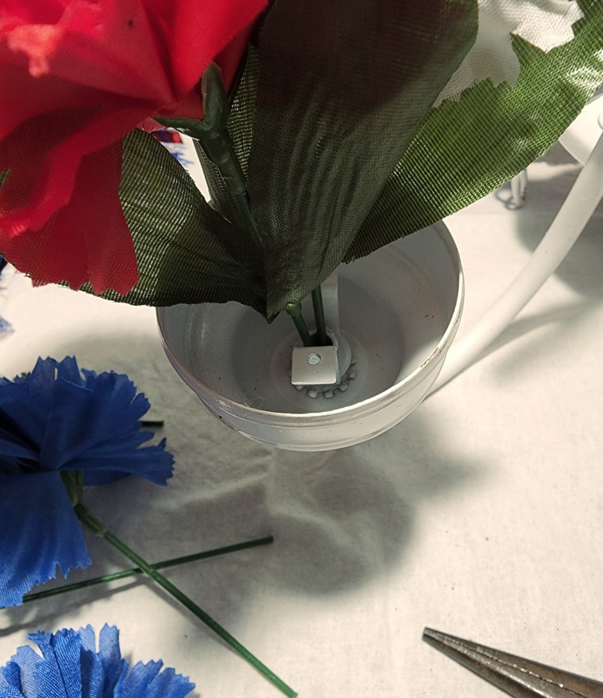 insert stems into chandelier arms