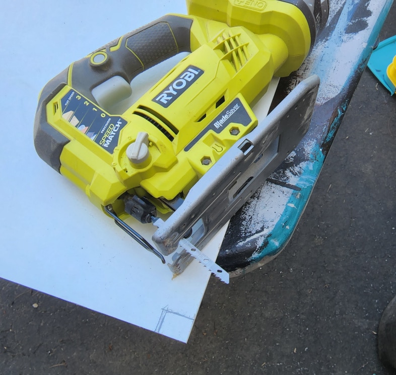 jigsaw laying on a board to be notched