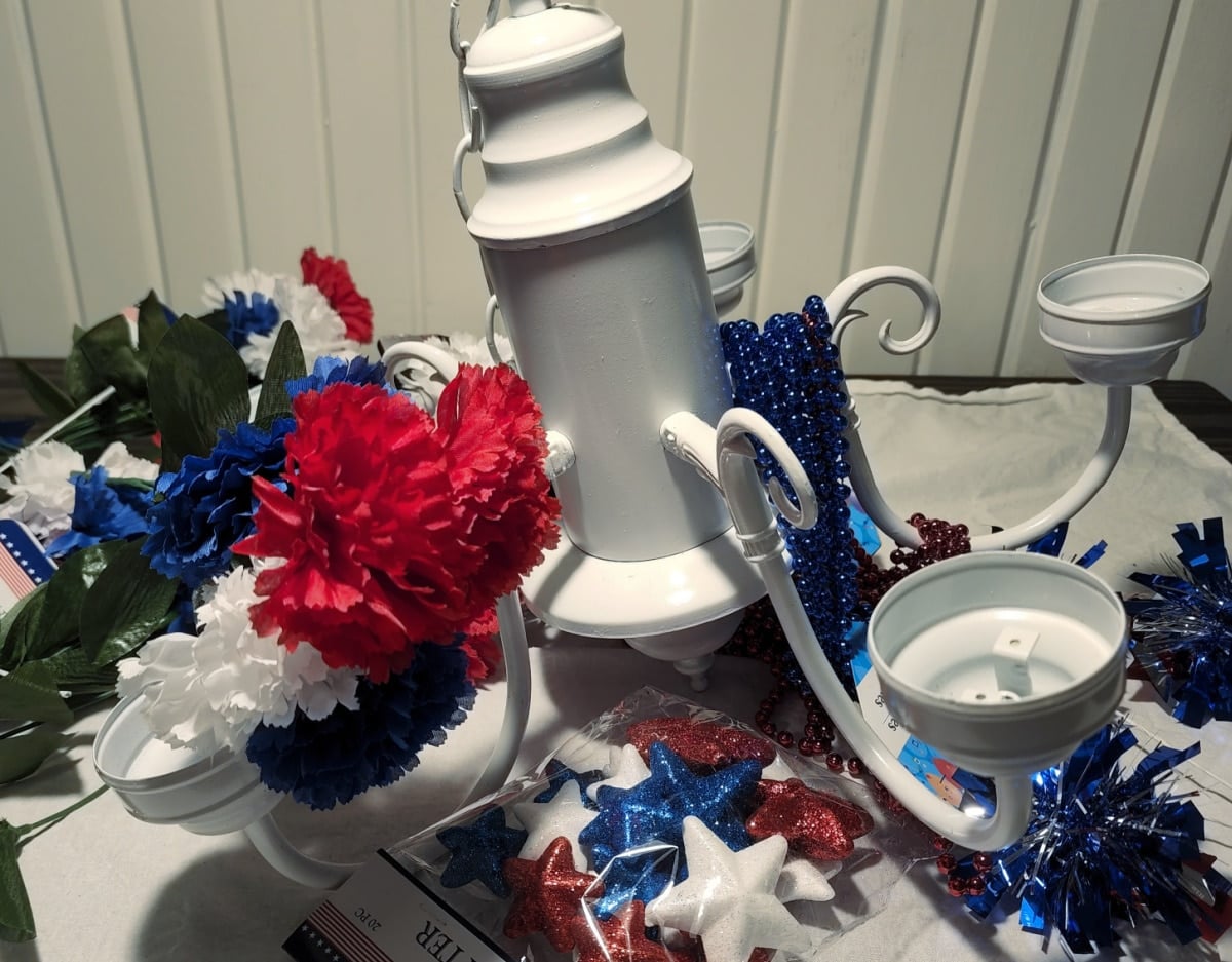 materials for red white blue chandelier