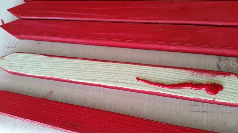 paint garden stakes red