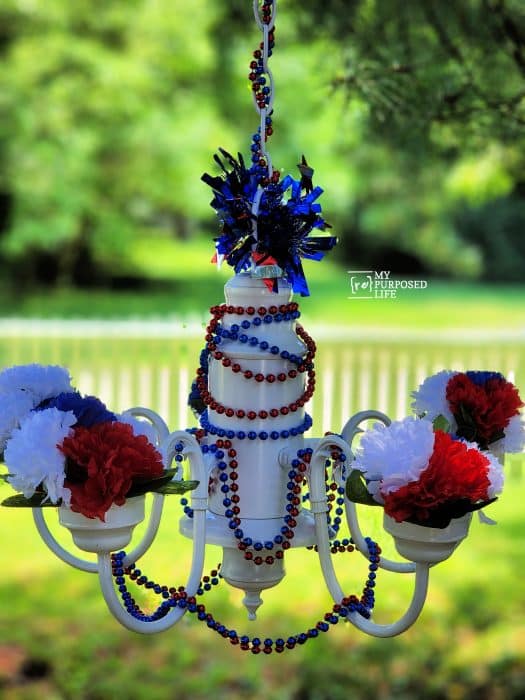 red white and blue chandelier
