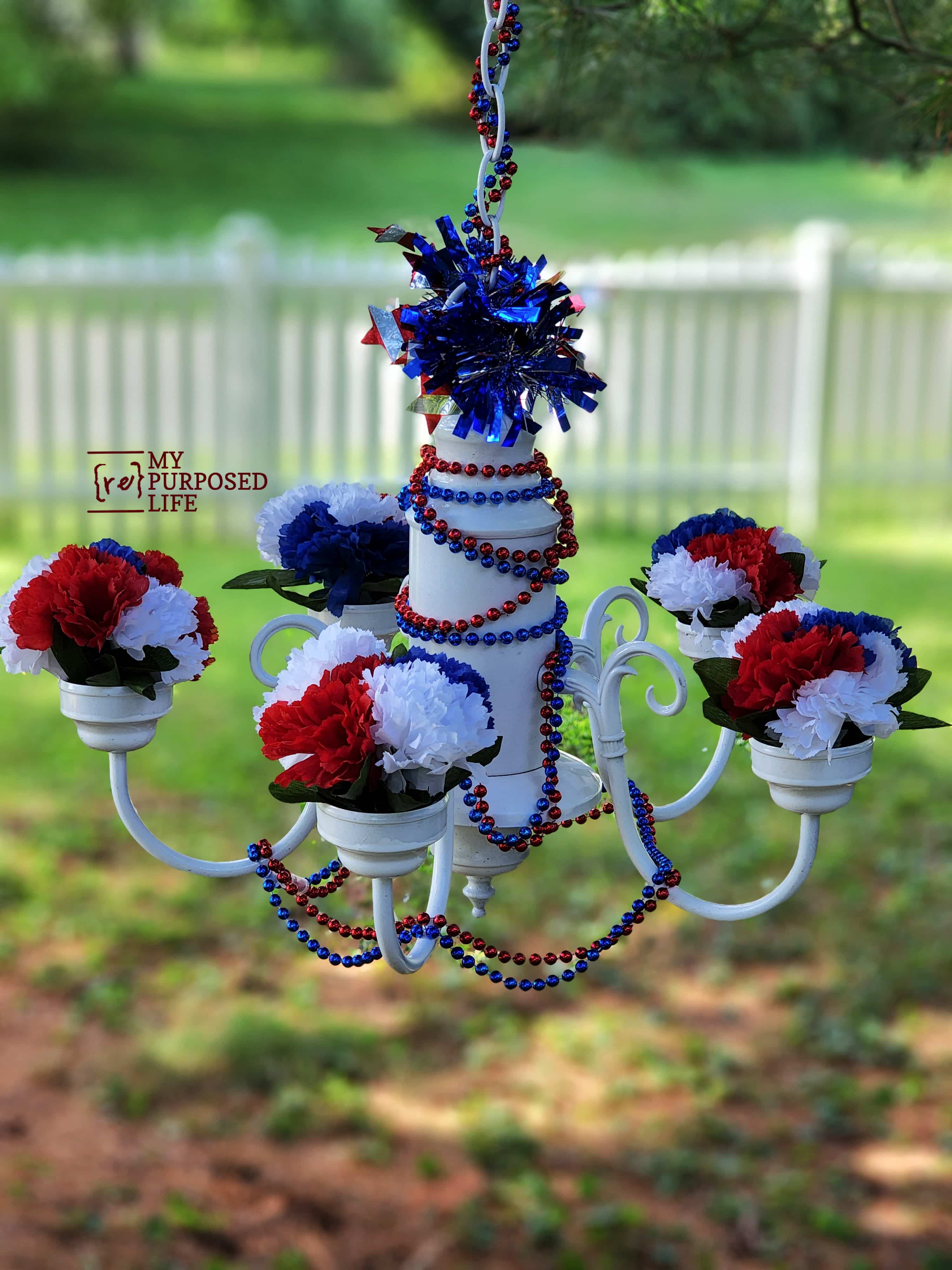 red white blue chandelier project