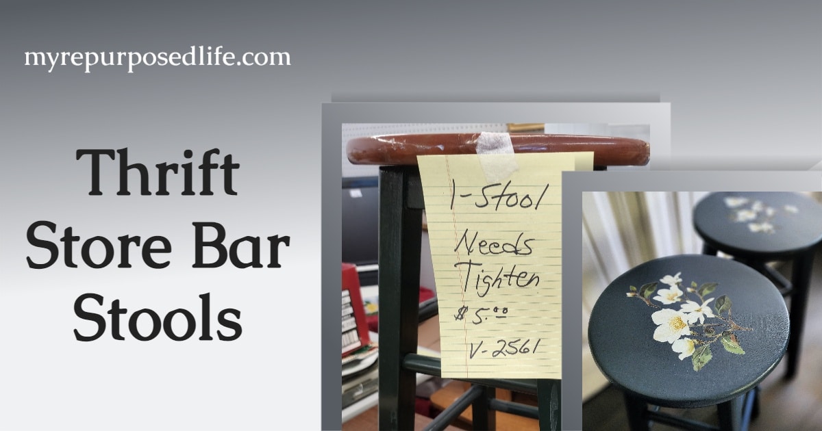 Navy Blue Bar Stools With Rubon Transfer Easy Thrift Store Makeover My Repurposed Life®