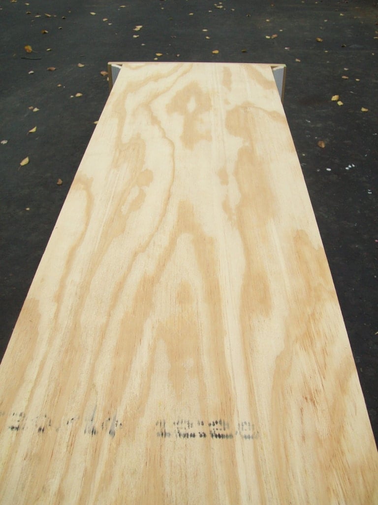 rear view of lingerie cabinet with plywood attached