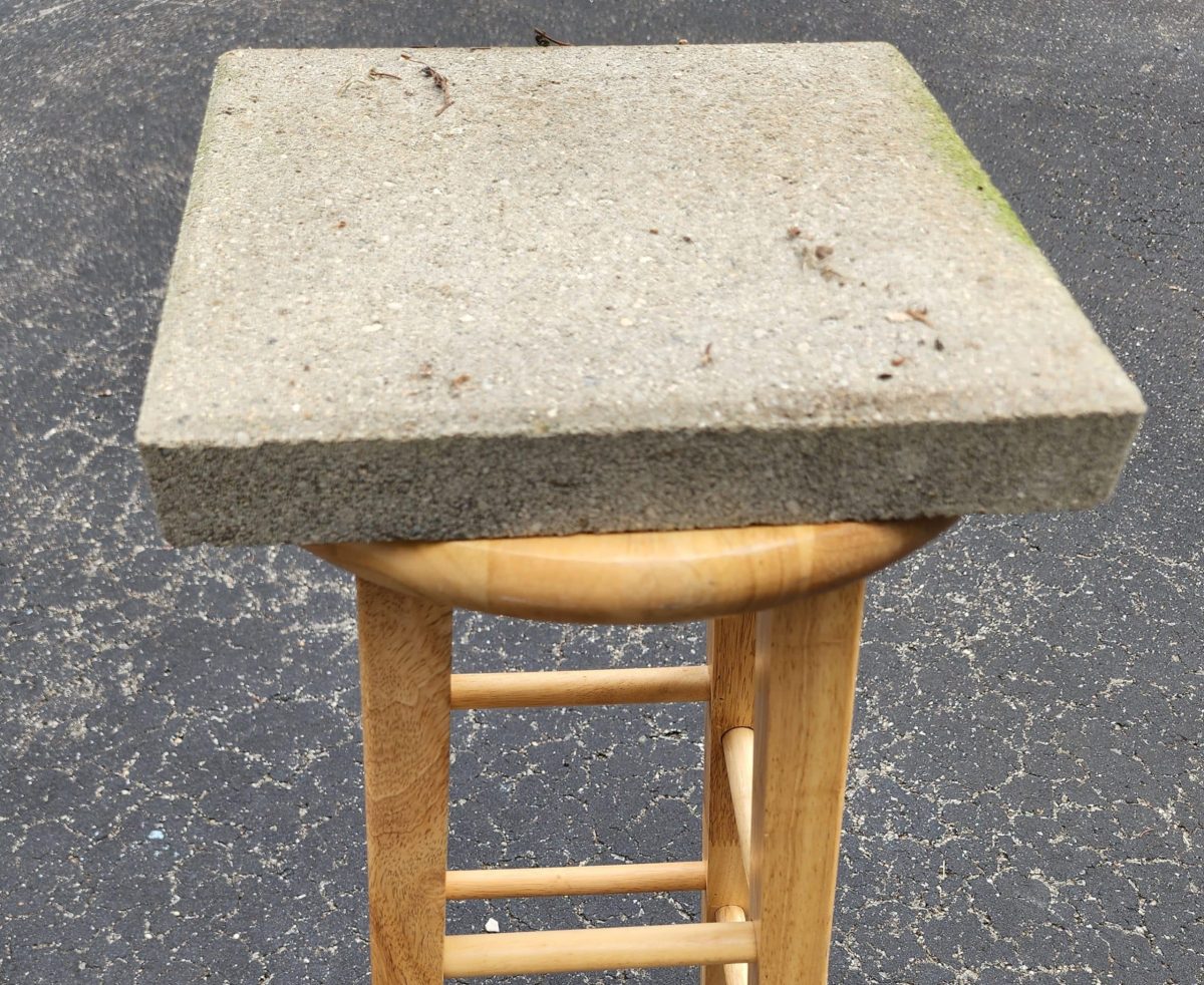 weight bar stool seat with concrete patio block