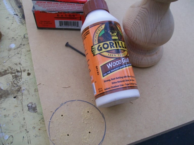 use wood glue to secure new feet on base