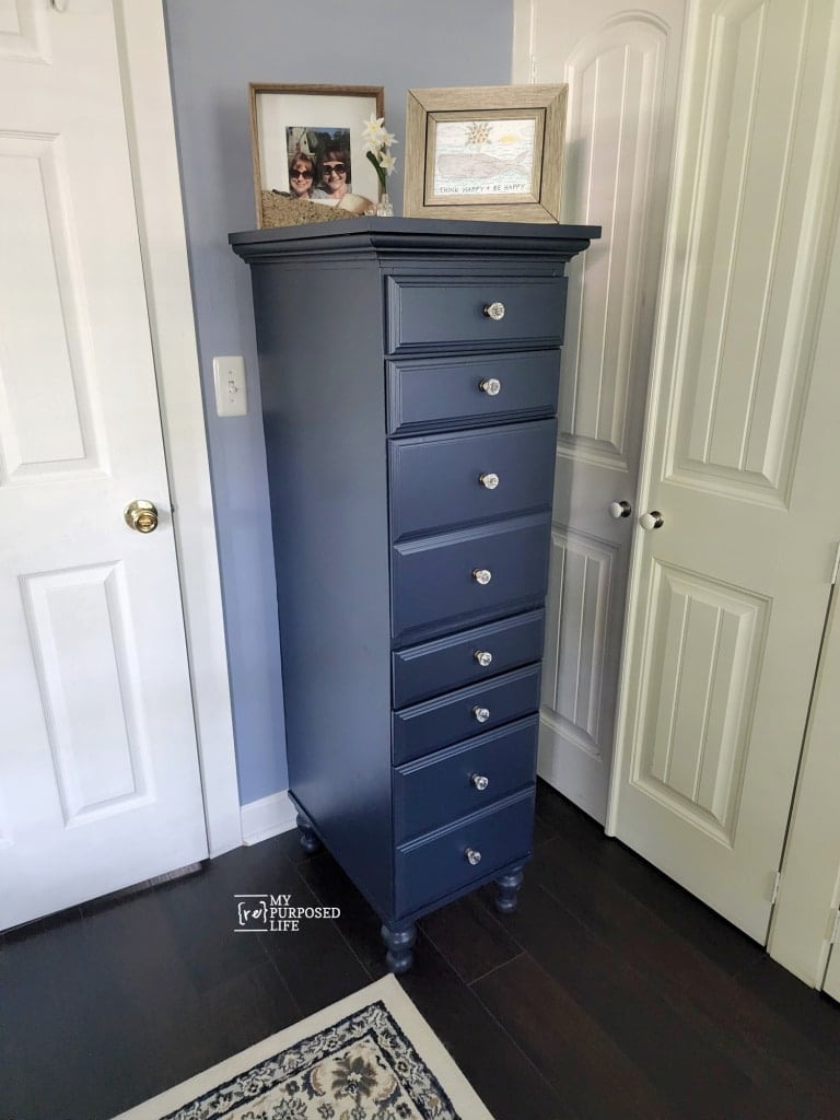 lingerie chest in the bedrrom by the closet and the bedroom door