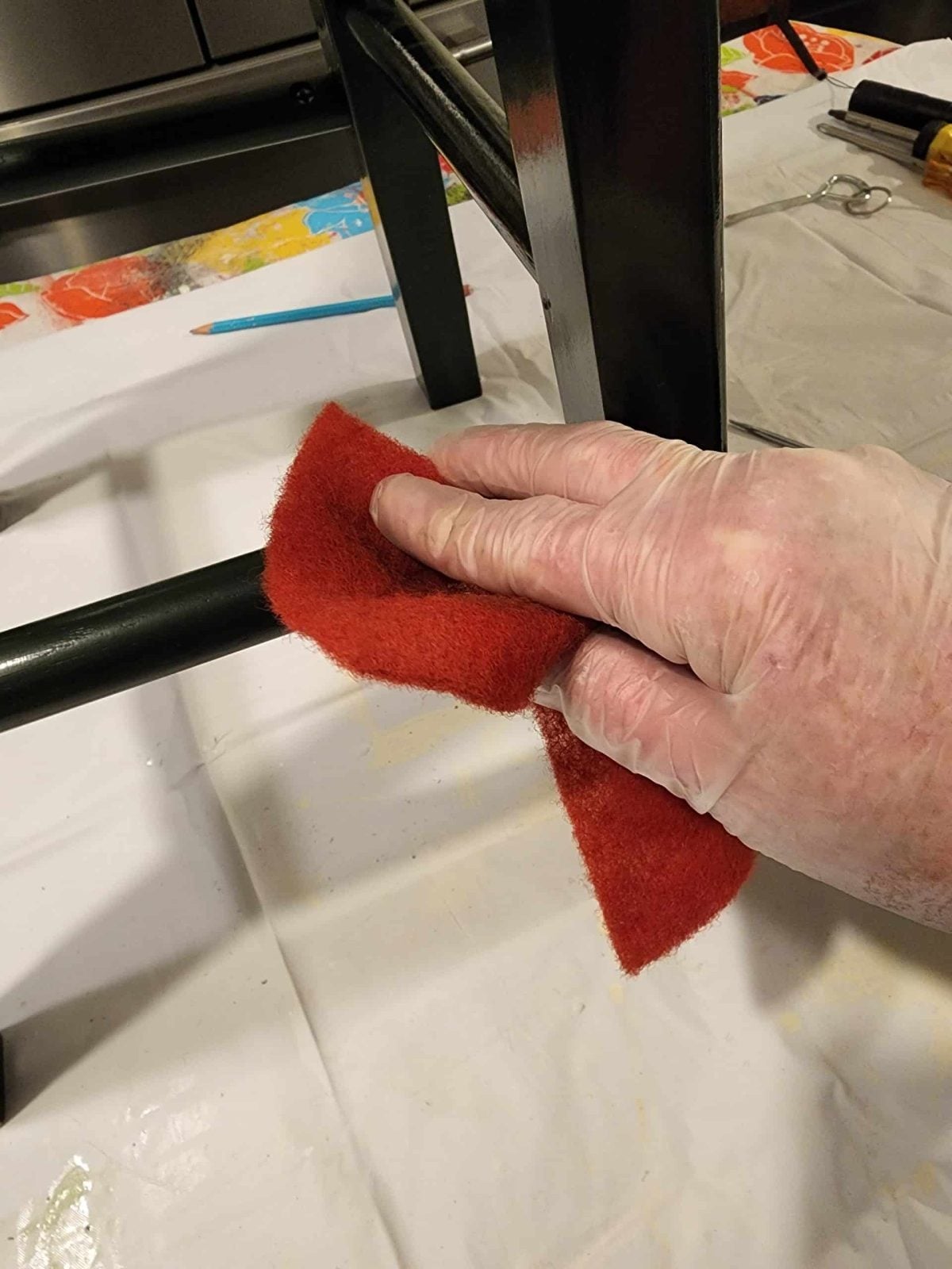 scrub bar stool with surface prep