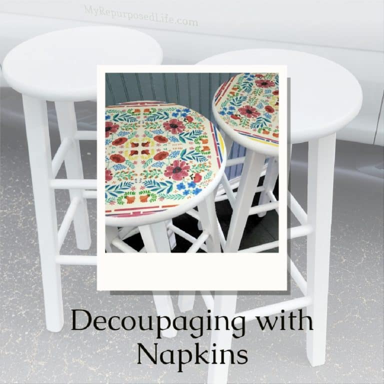 Decoupage Upcycled Bar Stools with Napkins | No Fail Project