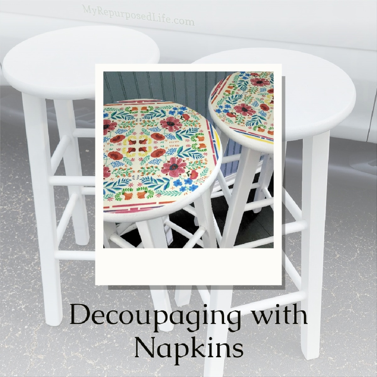 Decoupage Upcycled Bar Stools with Napkins No Fail Project My