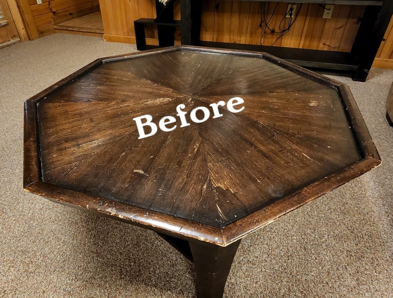 octagon coffee table before