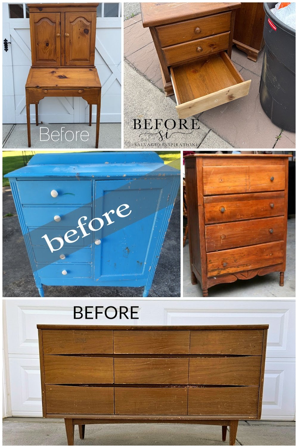 before photos of furniture fixer upper projects