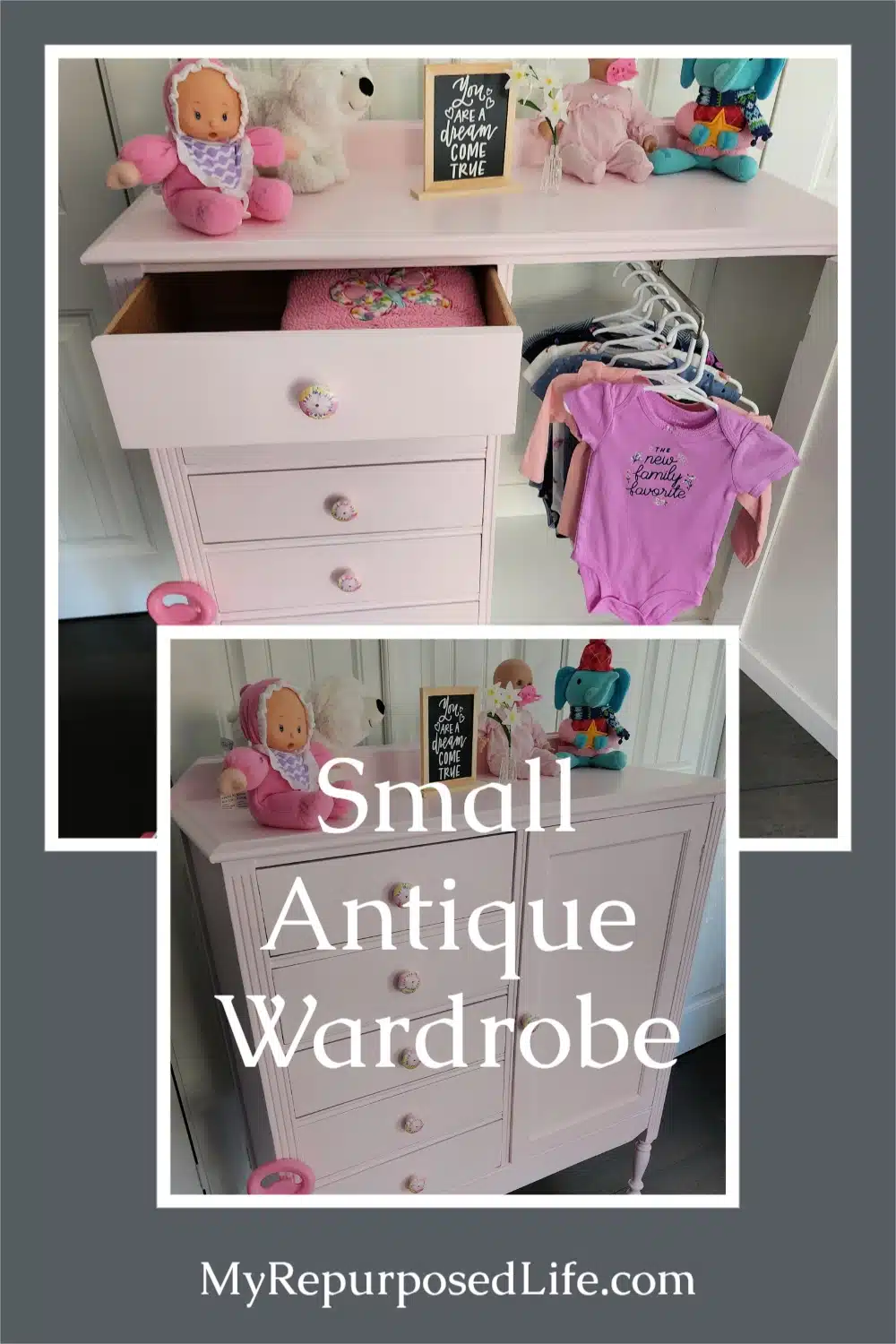 How To Paint An Old Wardrobe: A Quick And Easy Guide. Loaded with lots of tips to do an antique wardrobe makeover with paint and decoupage. #MyRepurposedLife #upcyle #furniture #makeover via @repurposedlife