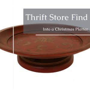 old thrift store pedestal gets a new look for Christmas