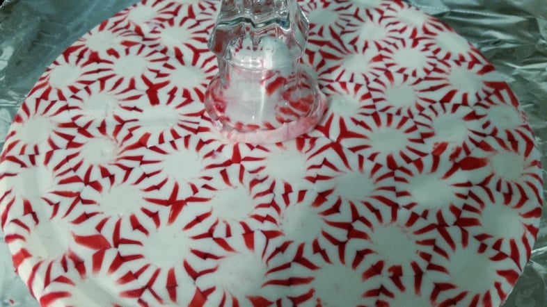 attach candlestick to platter