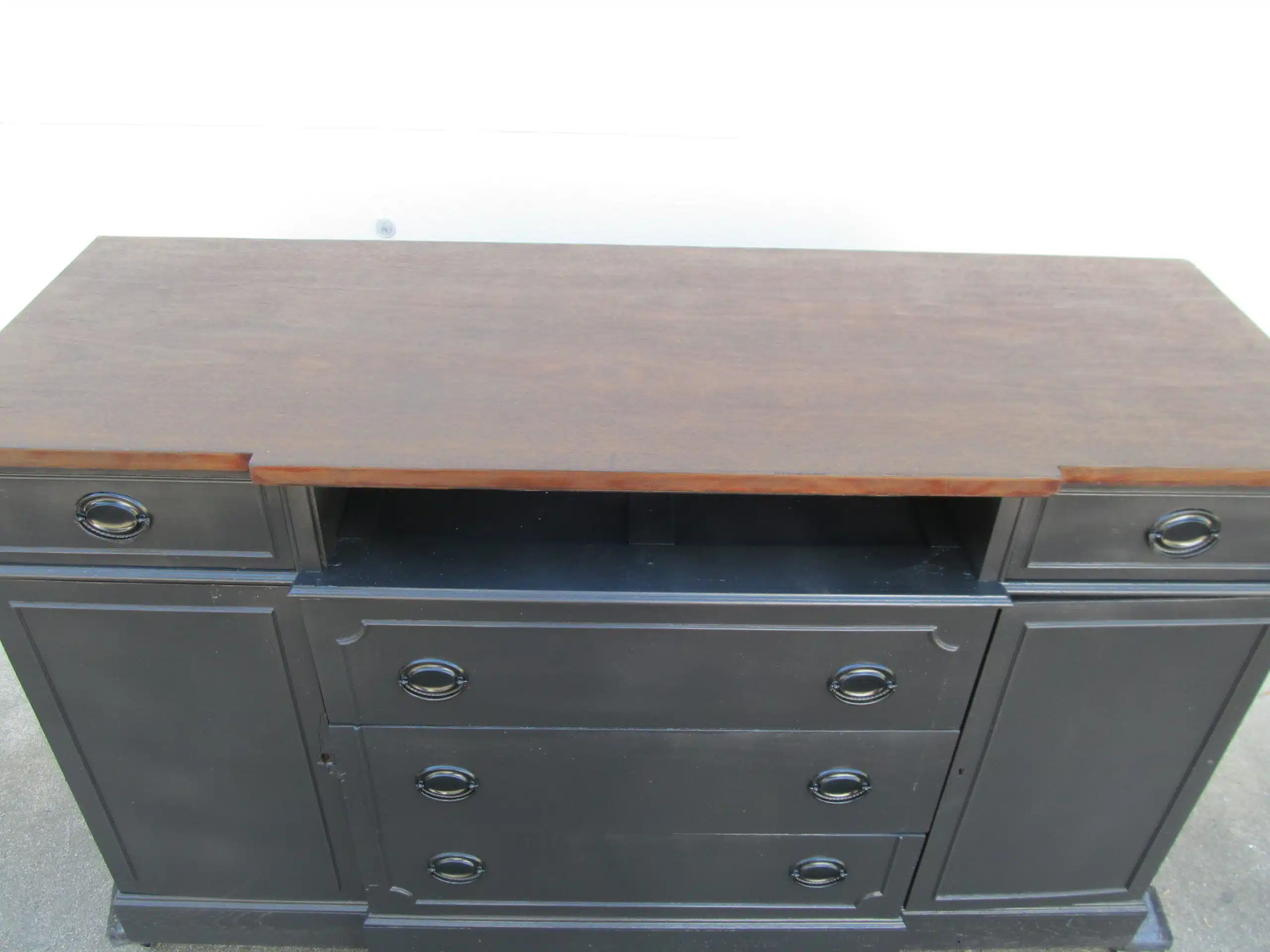 vintage buffet turned media center