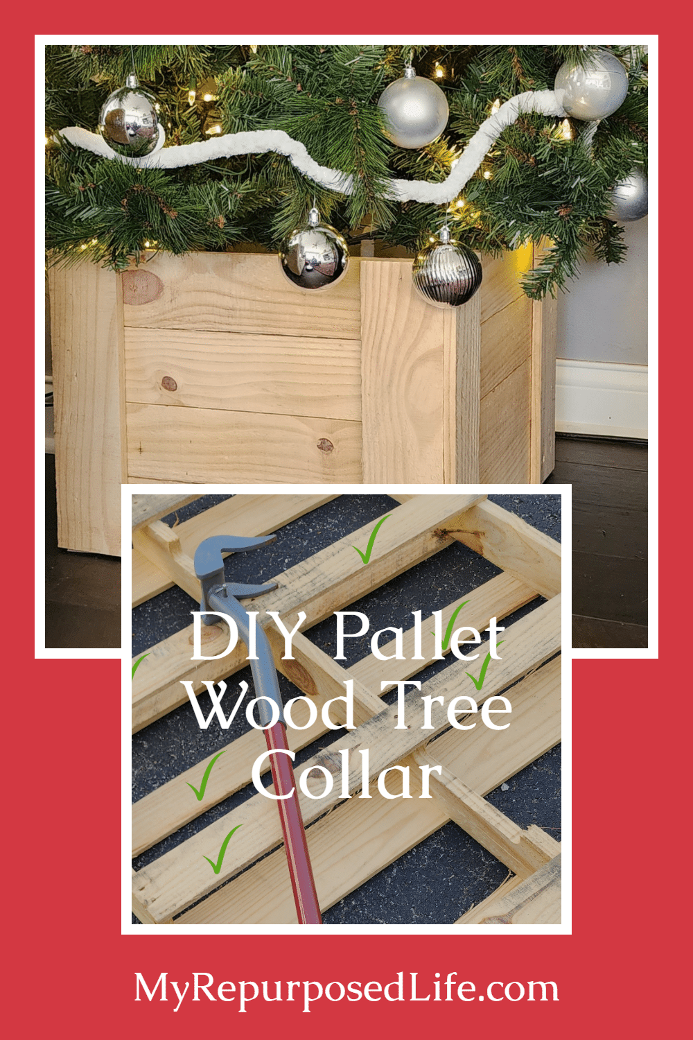 DIY pallet wood tree collar