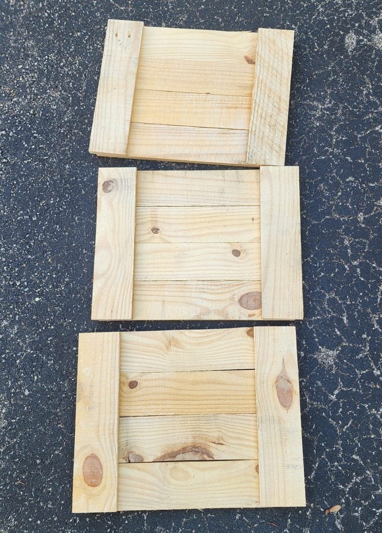 three pallet panels on the driveway