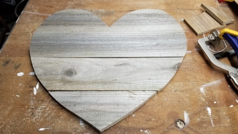 cut out reclaimed wooden heart