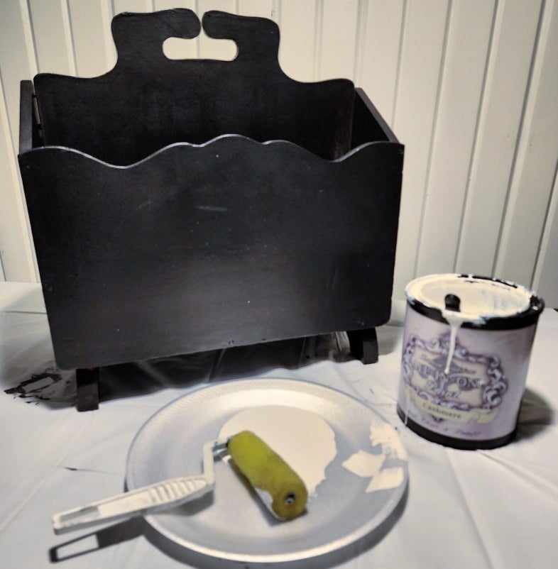 painting black magazine rack white