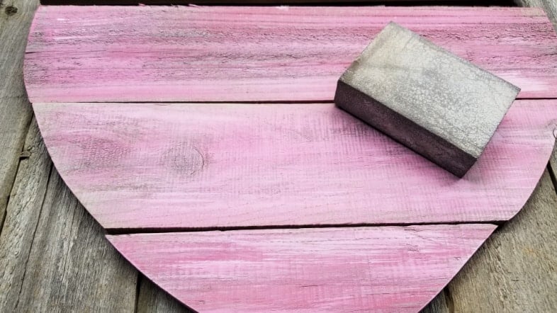 sand pink wooden heart