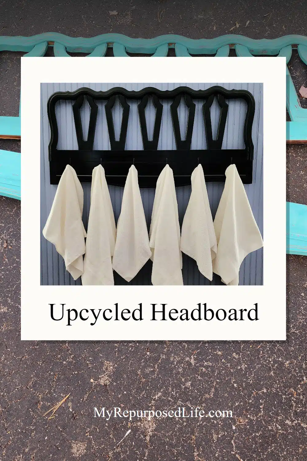 How to make a queen headboard coat rack out of a thrift store find. Tips for adding coat hooks and d-rings. More ideas for old headboards. via @repurposedlife