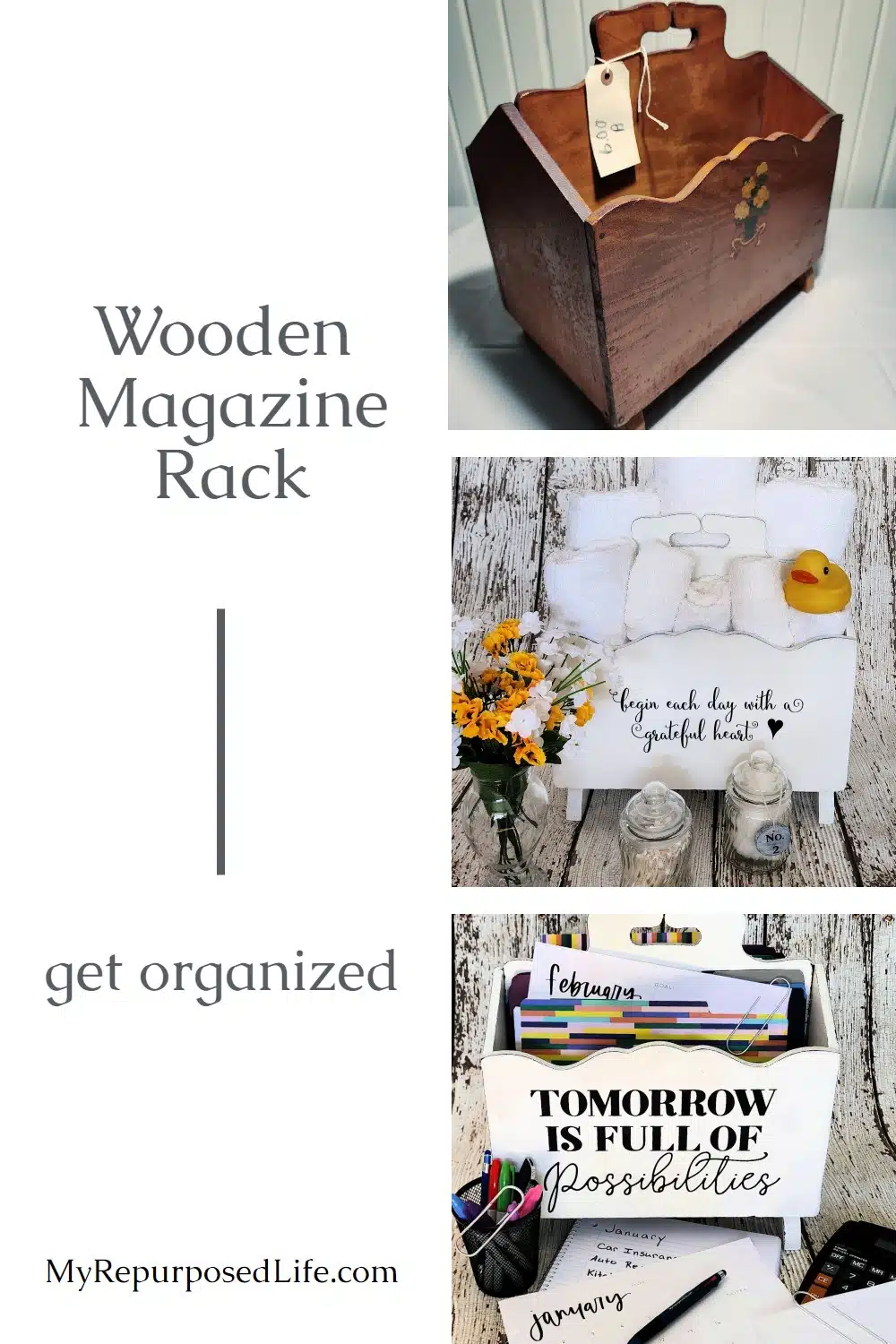 What can you do with a vintage magazine rack? A better question is what CAN'T you do! The options are endless, and I'll give you lots of ideas. #MyRepurposedLife #organization #magazinerack via @repurposedlife