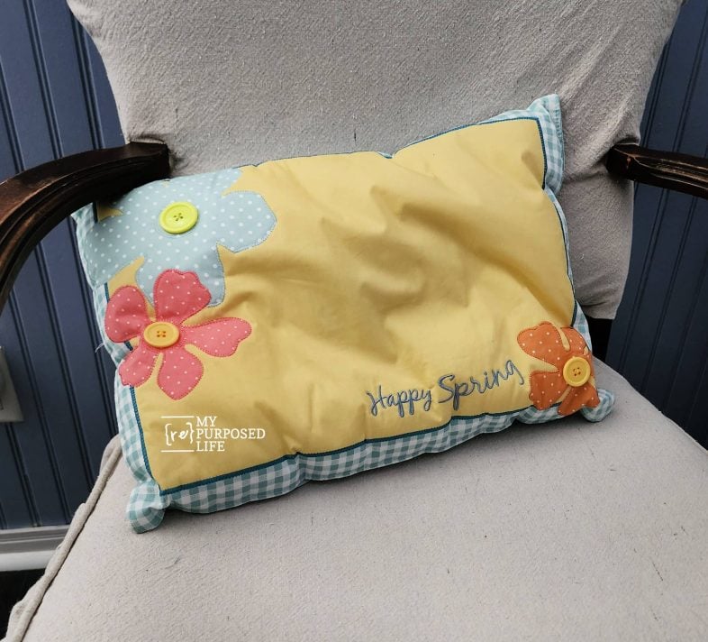 placemat pillow resting in a chair